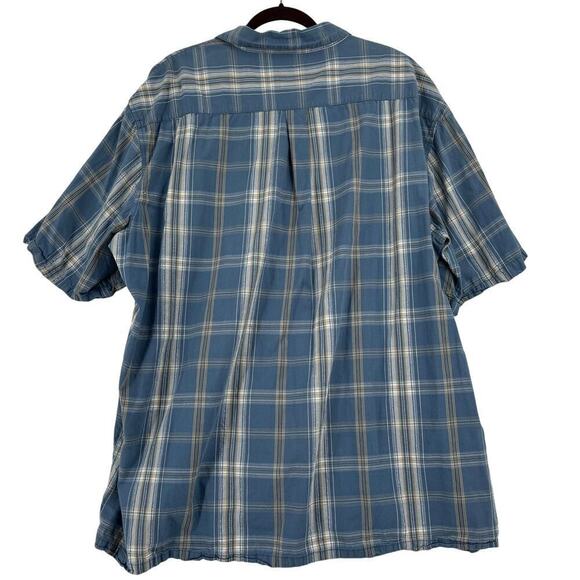 North Crest Classic Button Down Shirt Short Sleeve Cotton Blue Plaid Men's XXXLT - Picture 5 of 8